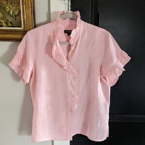 J. Crew Pink Ruffle Blouse